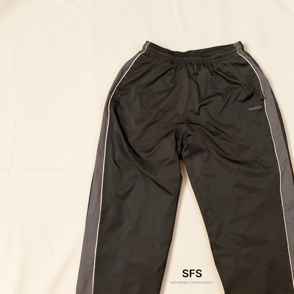 🦇 Y2K Reebok Black Slate Gray Mesh Lined Ankle Zip Track Pants Mens Large - Picture 5 of 8